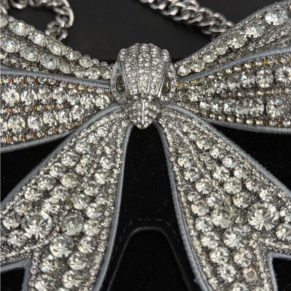 Kurt Geiger London Small Shoreditch velvet rhinestone bow crossbody bag - Picture 5 of 6